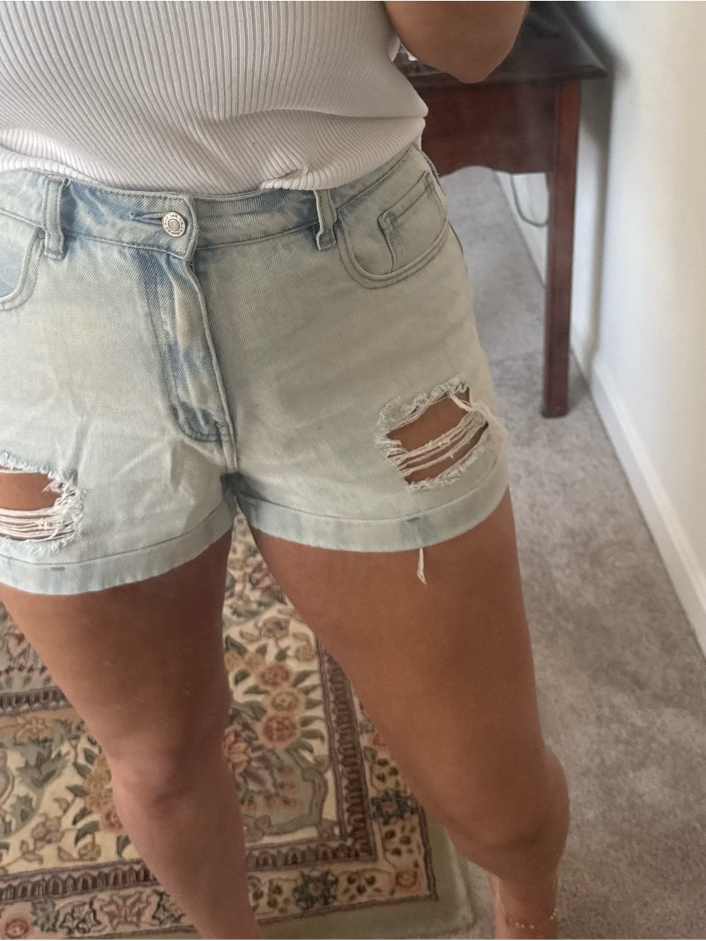 PacSun Light Wash Distressed Denim Shorts